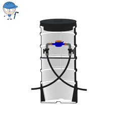 Water meter manhole fully equipped at 90°