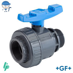 Ball valve with female threaded socket Rp/male thread R PVC-U