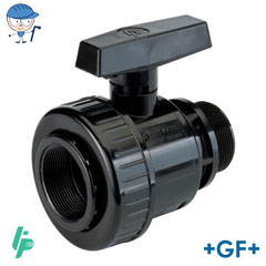 Single union ball valve with threaded socket Rp/male thread R PVC-U