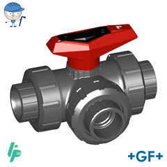 3-Way ball valve type 543 PVC-U L-port cement sockets